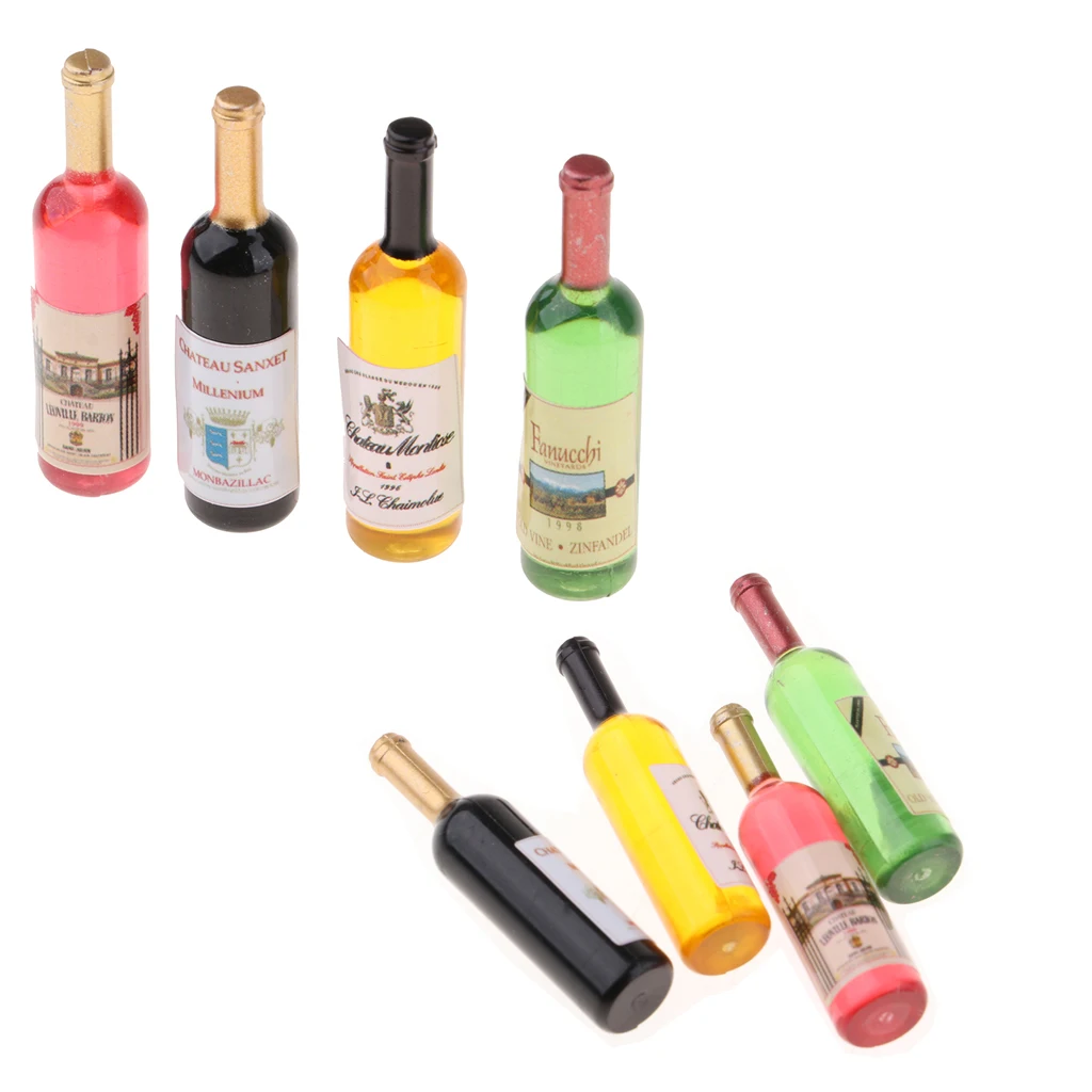 Pack of 8 Dollhouse Miniature Wine Bottle Wine Bottles Model for 1:12 scale Pack of 8 Dollhouse Miniature Wine Bottle Wine Bottles Model for 1:12 scale