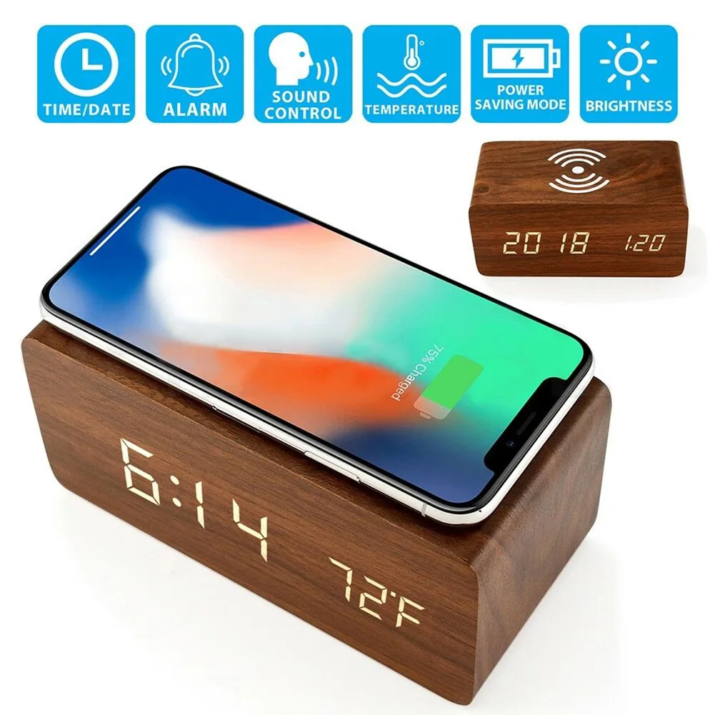 2019 hot Modern Wooden Wood Digital LED Desk Alarm Clock Thermometer Qi Wireless Charger Home Office reloj despertador #4
2019 hot Modern Wooden Wood Digital LED Desk Alarm Clock Thermometer Qi Wireless Charger Home Office reloj despertador #4