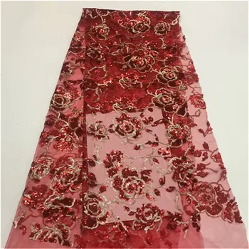 New Designs African Lace Fabric High Quality Net Lace Fabric with Sequins Nigerian French Tulle Lace for Party Dress red gold
New Designs African Lace Fabric High Quality Net Lace Fabric with Sequins Nigerian French Tulle Lace for Party Dress red gold