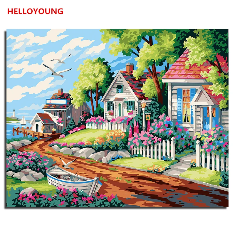 YH222 DIY Handpainted Oil Painting Seaside villa Digital Painting by numbers oil paintings chinese scroll paintings Home Decor
YH222 DIY Handpainted Oil Painting Seaside villa Digital Painting by numbers oil paintings chinese scroll paintings Home Decor