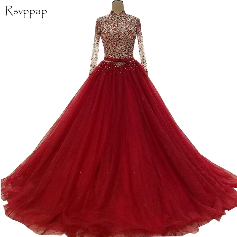 Long Evening Dress 2020 High Neck Long Sleeve Heavy Beaded Crystals Floor Length Backless Red Arabic Style Women Evening Gown
Long Evening Dress 2020 High Neck Long Sleeve Heavy Beaded Crystals Floor Length Backless Red Arabic Style Women Evening Gown