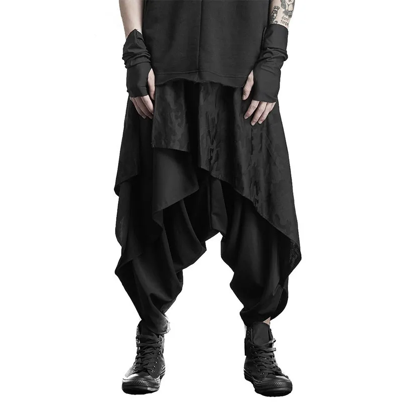 Men irregular drop-crotch camo harem pants elastic waist baggy pants men gothic vintage culottes street hip hop punk joggers
Men irregular drop-crotch camo harem pants elastic waist baggy pants men gothic vintage culottes street hip hop punk joggers