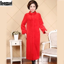 Nerazzurri Extra Long En Fausse Fourrure Manteau Nouvelle Arrivée 2018 D'hiver Chaud Solide Chiffon Faux De Fourrure Outwear Femmes 6xl 7XL Plus taille Pardessus(China)