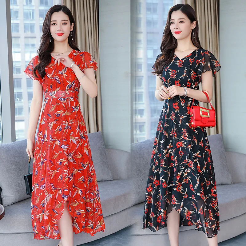 Fashion Women Slim Summer V Collar Short Sleeve Printed Beach Style Leisure Chiffon Dress
Fashion Women Slim Summer V Collar Short Sleeve Printed Beach Style Leisure Chiffon Dress