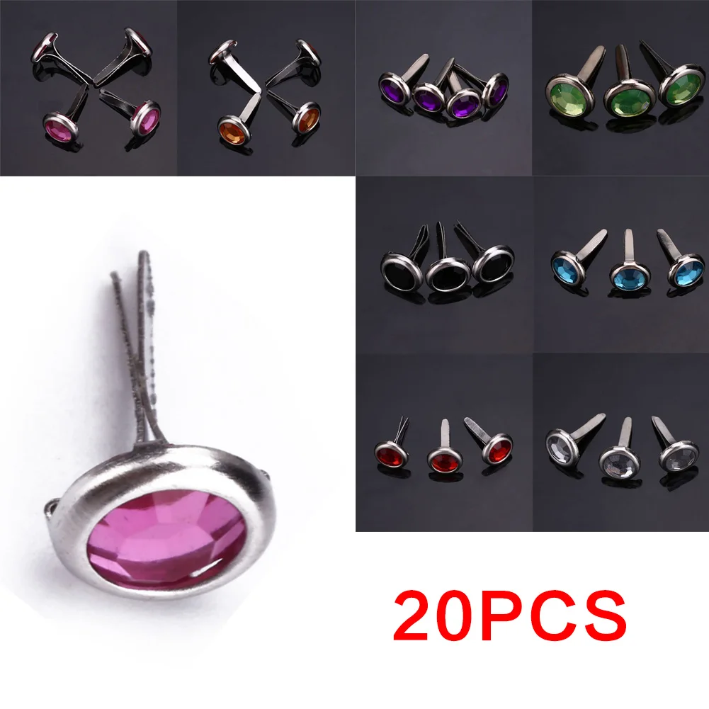 DIY 20PCS 8MM Metal Round Rhinestone Brads Rivets Fastener Diamond Studs Craft Decoration Nails artesanato Drop shipping
DIY 20PCS 8MM Metal Round Rhinestone Brads Rivets Fastener Diamond Studs Craft Decoration Nails artesanato Drop shipping