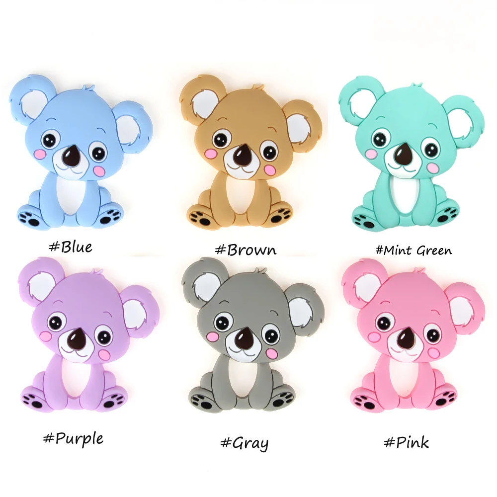 Koala Silicone Teether 5PCS Teething Baby Chew Beads DIY Chewable Necklace Nursing Tool Pendant Food Grade Pacifier Nuring Gift | Мать и