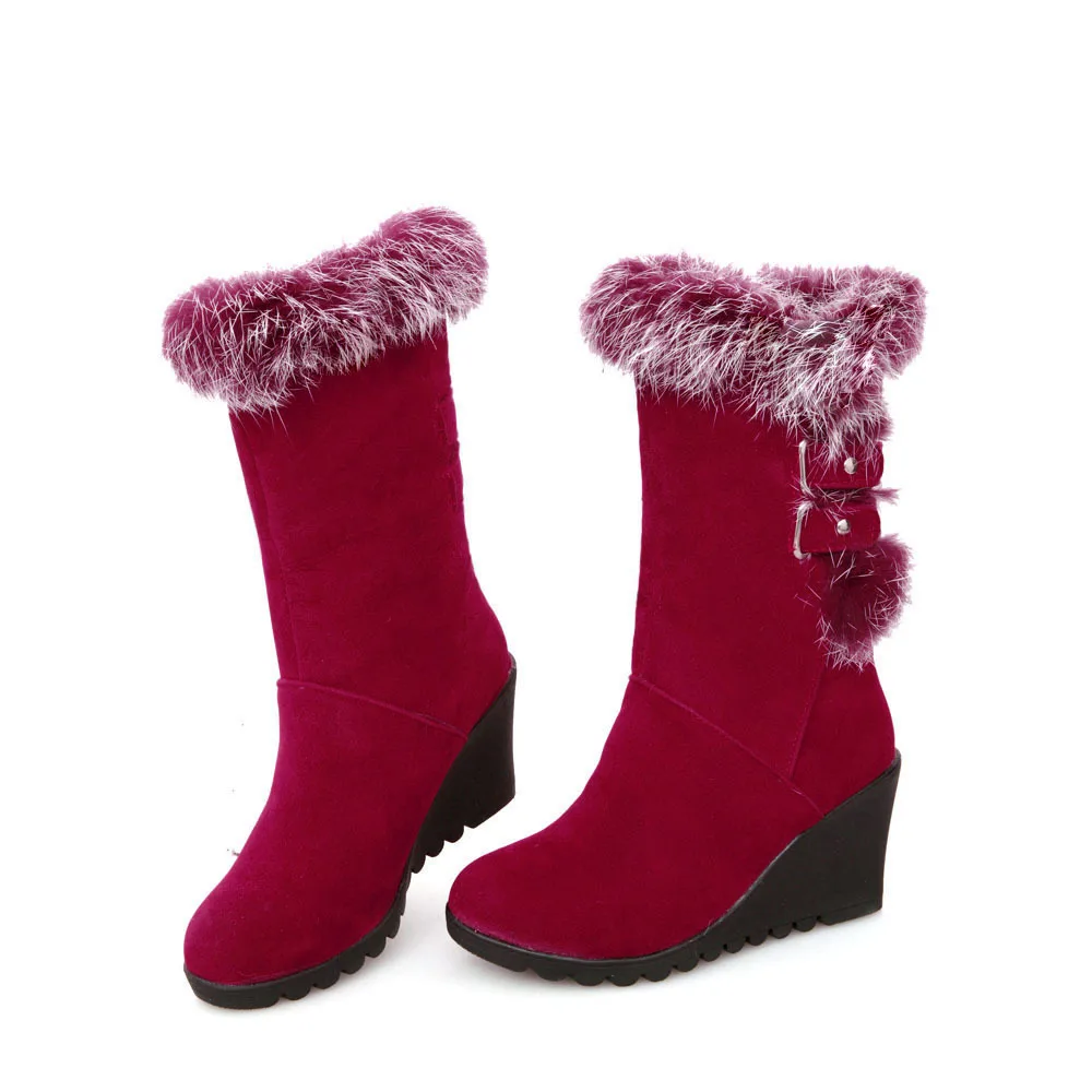 women rabbit snow boots 2018 new fashion high quality Scrub mid calf wedge women boots lady belt buckle boot for autumn winter
women rabbit snow boots 2018 new fashion high quality Scrub mid calf wedge women boots lady belt buckle boot for autumn winter