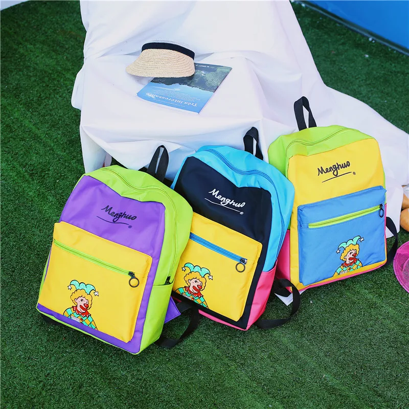 Menghuo Panelled Backpack Women Large Capacity School Backpack Bags for Girls 2018 Clown Printing Ultralight Backpack MochilasIMG_8332