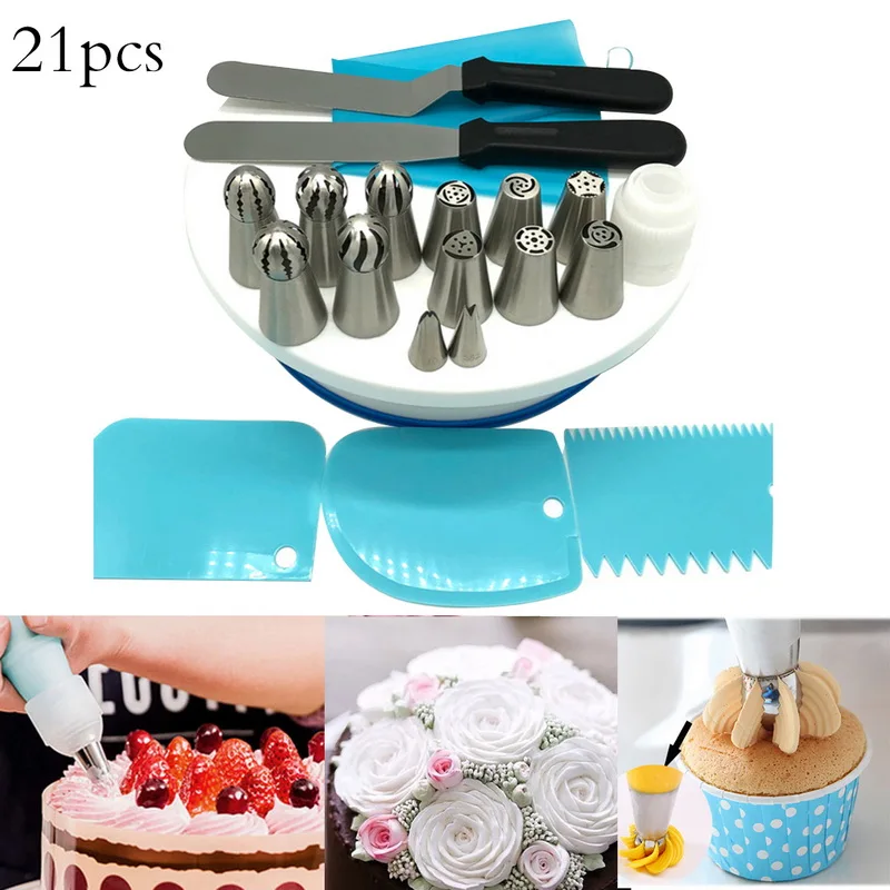 IVYSHION 21pcs Cake Decorating Kit Rotating Cake Decoration Kit Kitchen Dessert Baking Pastry DIY Baking tools Supplies
IVYSHION 21pcs Cake Decorating Kit Rotating Cake Decoration Kit Kitchen Dessert Baking Pastry DIY Baking tools Supplies