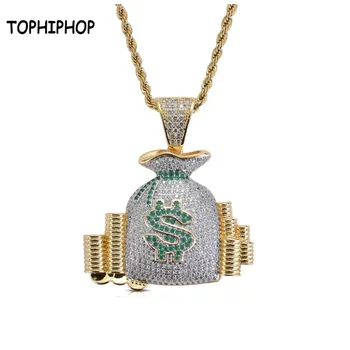TOPHIPHOP Bling Iced Out US Dollar Purse Money Bag Pendants Necklace Micro Pave AAA CZ Zircon Stone for Hip Hop Rapper Jewelry
TOPHIPHOP Bling Iced Out US Dollar Purse Money Bag Pendants Necklace Micro Pave AAA CZ Zircon Stone for Hip Hop Rapper Jewelry