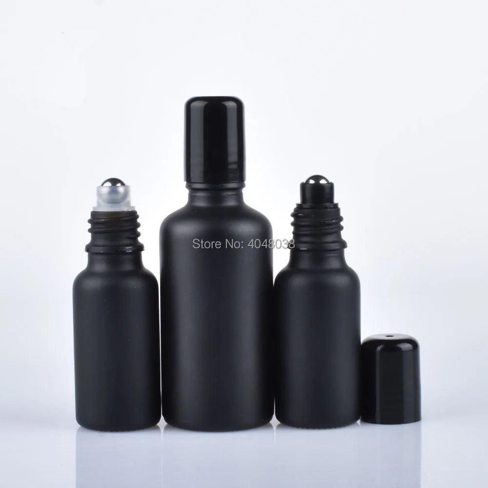 Glass Refillable Bottle Black Essence Oil Bottle Portable Emulsion Container Ball Bearing Massage Empty Bottle For Coemetics (3)