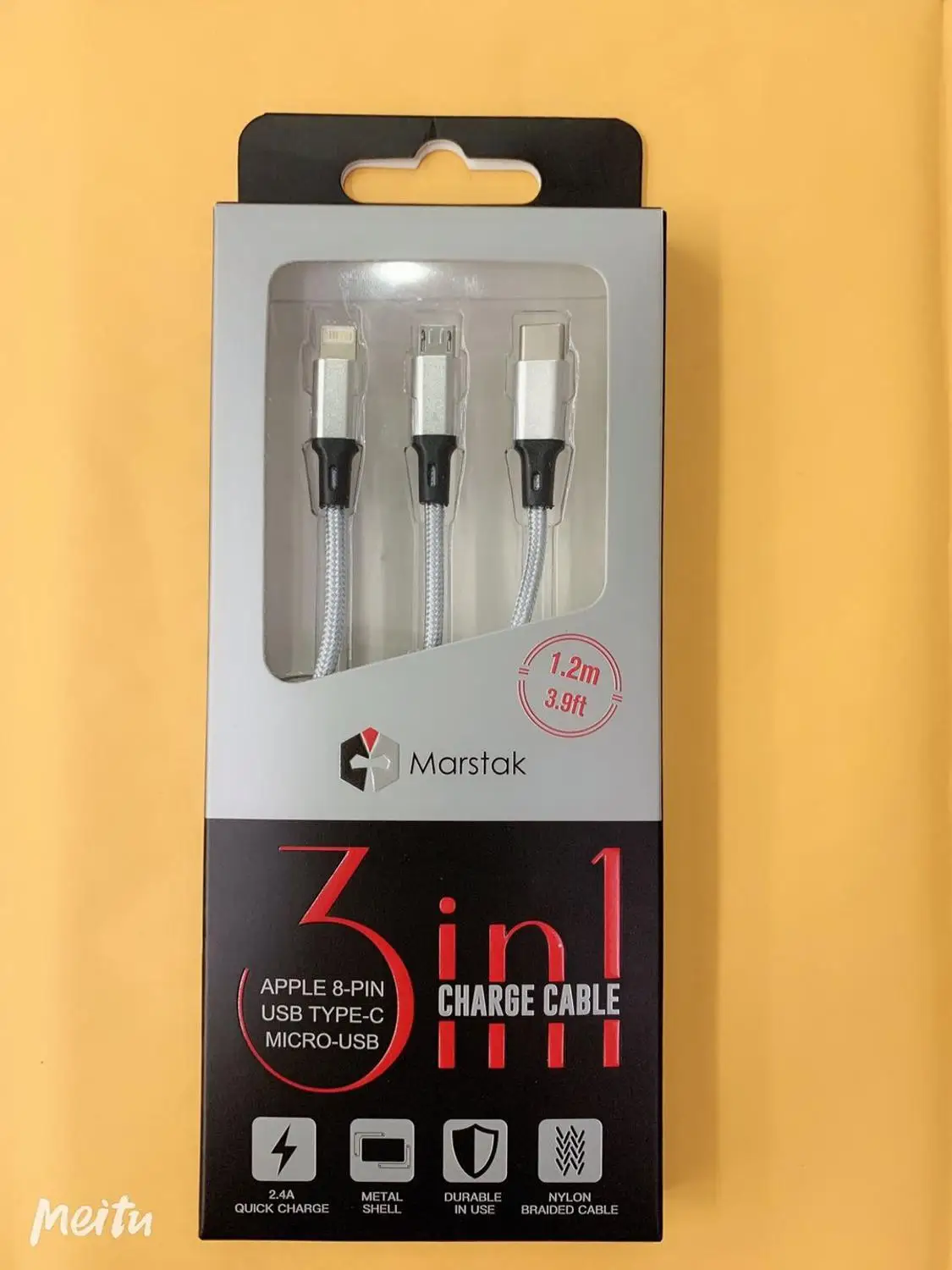 Marskak 3in 1 Charging Cable type-C Lightning Mirco USB 2.4A quick changing tensile strength with Nylon
Marskak 3in 1 Charging Cable type-C Lightning Mirco USB 2.4A quick changing tensile strength with Nylon