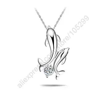 Women Design Style Genuine 925 Sterling Silver Jewelry Charms Double Dolphin Cubic Zircon Animal Pendant Necklaces
Women Design Style Genuine 925 Sterling Silver Jewelry Charms Double Dolphin Cubic Zircon Animal Pendant Necklaces