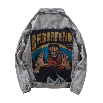 Sokotoo Men's character letters printed jean jacket Trendy fashion streetwear gray coat Holes ripped distressed outerwear
Sokotoo Men's character letters printed jean jacket Trendy fashion streetwear gray coat Holes ripped distressed outerwear