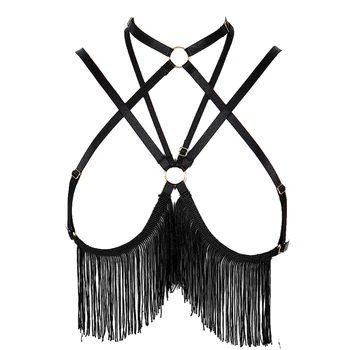 Black Tassel Harness Cage Bra Body Bondage Hollow Out Adjust Lingerie Elastic Strappy Tops Dance Festival Rave Wear for Women
Black Tassel Harness Cage Bra Body Bondage Hollow Out Adjust Lingerie Elastic Strappy Tops Dance Festival Rave Wear for Women