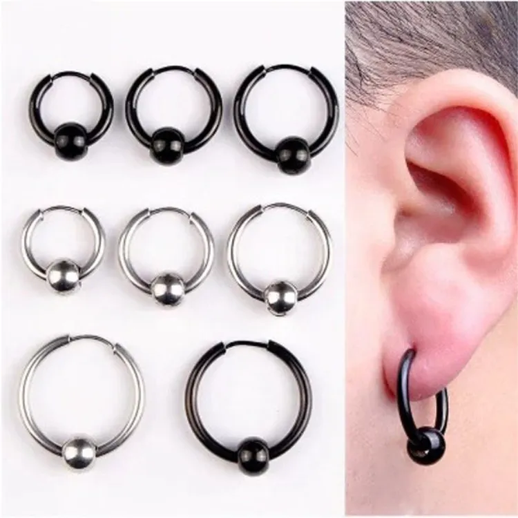 Mens hoop earrings with balls Clearance