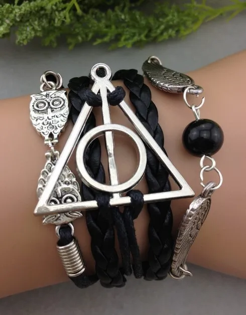 1pc Snitch and Owls Charm Bracelet,Black rope and Leather Braided Bracelet 1339 Mini order 10$
1pc Snitch and Owls Charm Bracelet,Black rope and Leather Braided Bracelet 1339 Mini order 10$