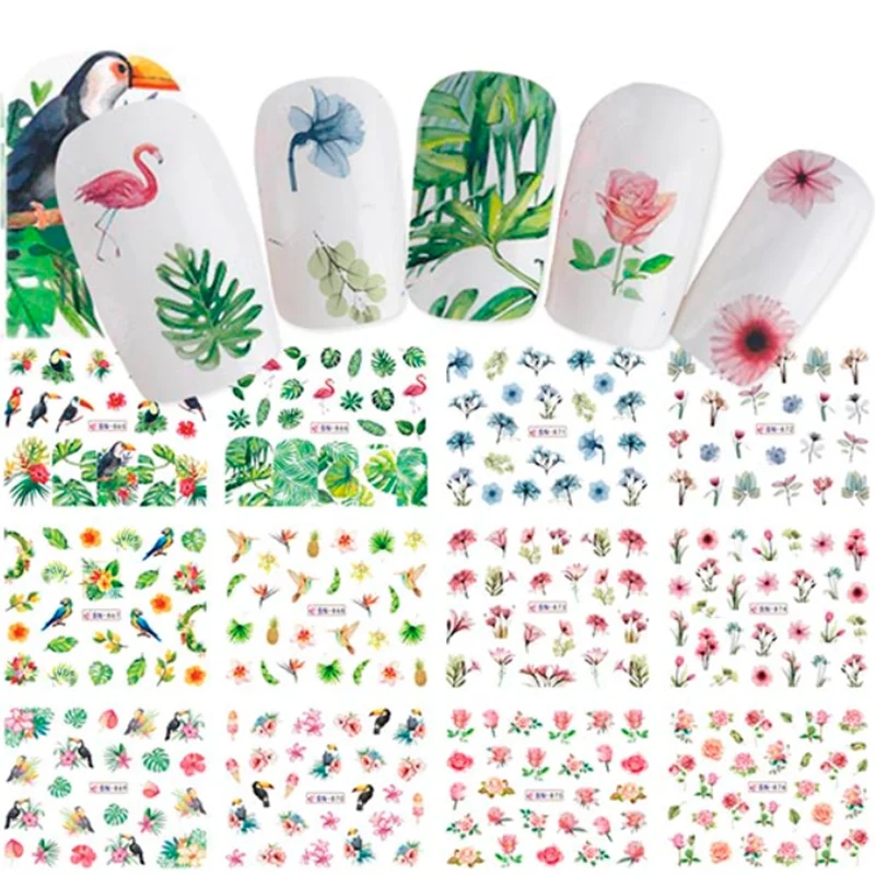 12 Designs Watermark Nail Art Stickers Water Transfer Decal Flower Flamingo Bird Sticker Manicure Sliders Adhesive Tip BN865-876
12 Designs Watermark Nail Art Stickers Water Transfer Decal Flower Flamingo Bird Sticker Manicure Sliders Adhesive Tip BN865-876