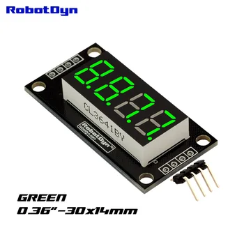 4-Digit LED 0.36" Display Tube (decimal), 7-segments GREEN, TM1637, disp. size 30x14mm
4-Digit LED 0.36" Display Tube (decimal), 7-segments GREEN, TM1637, disp. size 30x14mm