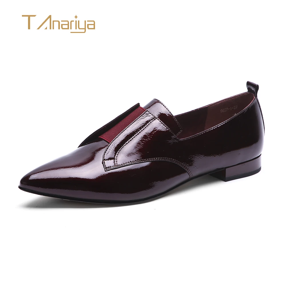 Tanariya New wine red leather patent leather shoes with pointed tips summer flat ladies women shoes woman
Tanariya New wine red leather patent leather shoes with pointed tips summer flat ladies women shoes woman