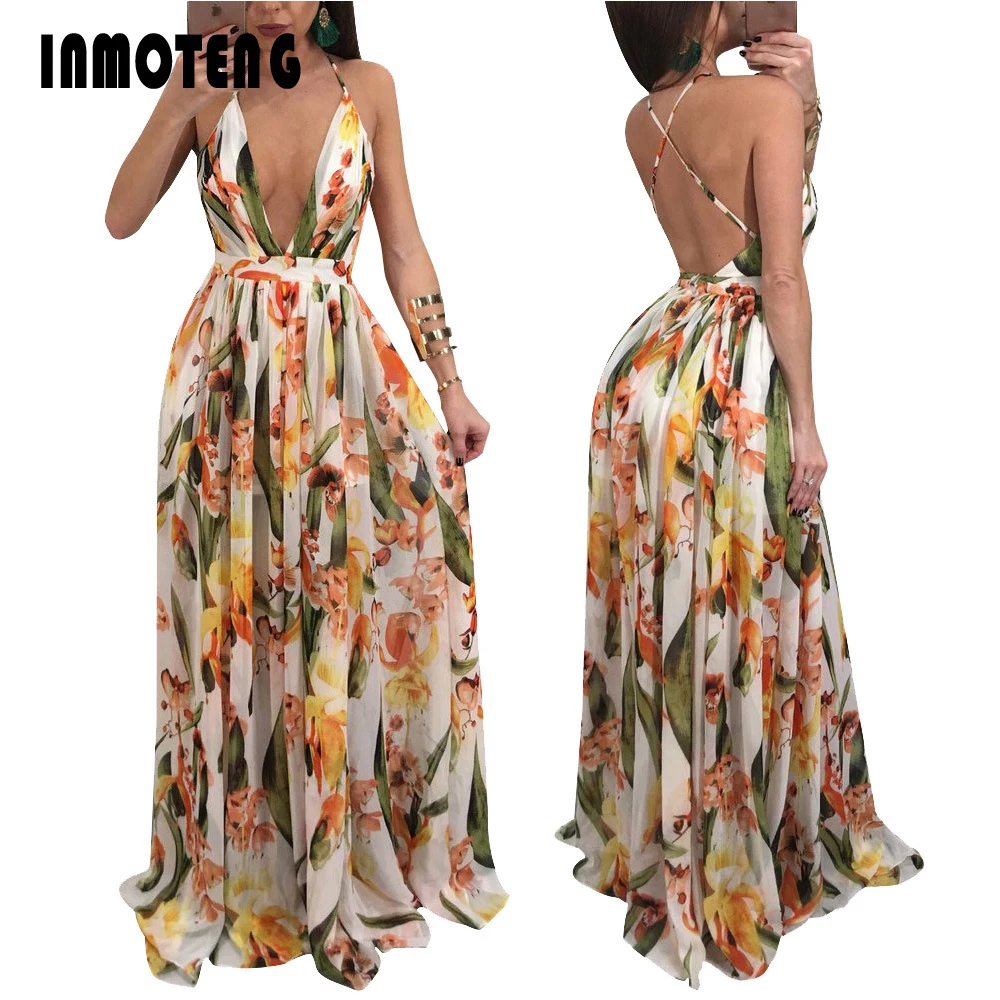 INMOTENG Spaghetti Strap V Neck Chiffon Long Dresses Summer Women Floral Print Crisscross Backless Maxi Bohemian Dress Vestidos
INMOTENG Spaghetti Strap V Neck Chiffon Long Dresses Summer Women Floral Print Crisscross Backless Maxi Bohemian Dress Vestidos