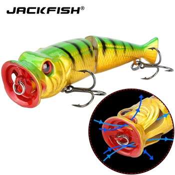 

JACKFISH 2 Sections Popper Lure 8.4cm/10g fishing lure 6 colors Hard Artificial bait Top Water Hard Bait fishing tackle