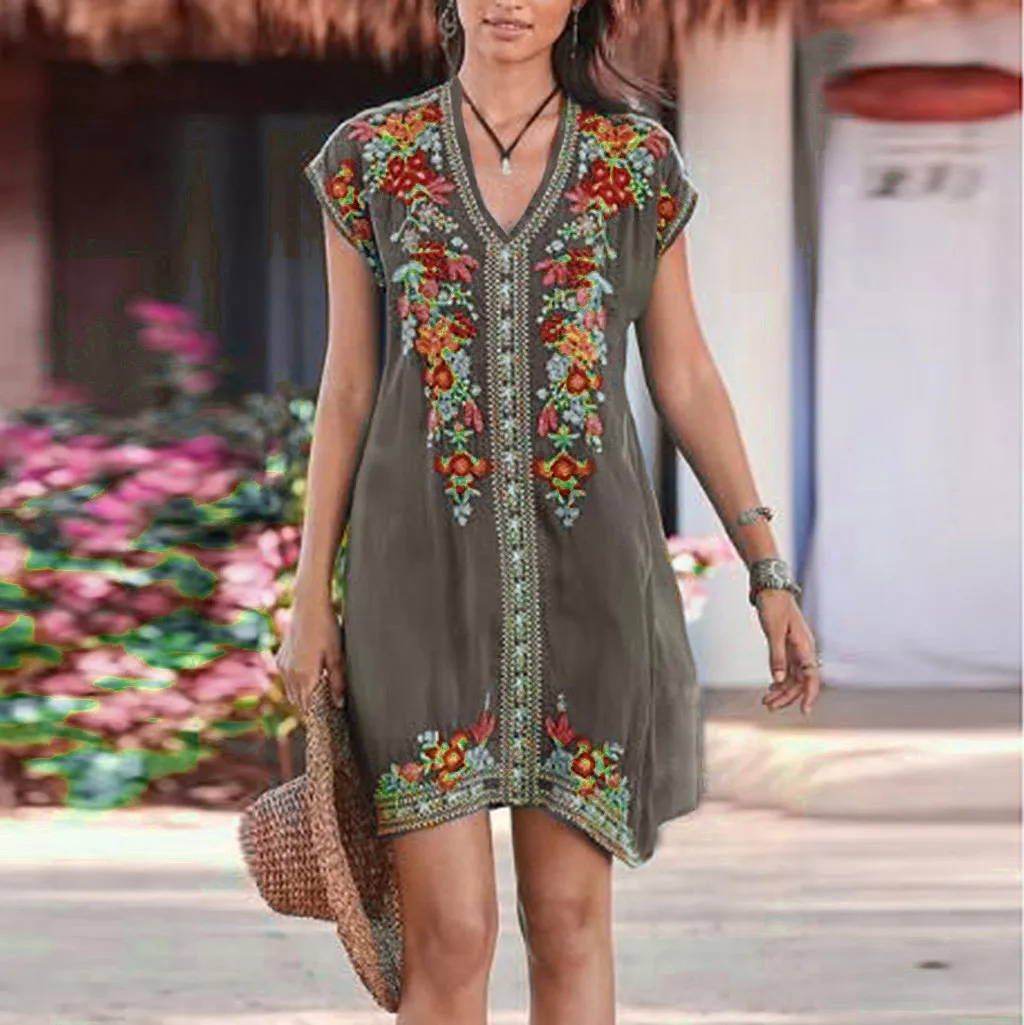 Women Summer Dress Retro Floral Print Casual V Neck Party Mini Dresses Beach Boho Dresses summer dress 2019 vestidos de verano
Women Summer Dress Retro Floral Print Casual V Neck Party Mini Dresses Beach Boho Dresses summer dress 2019 vestidos de verano