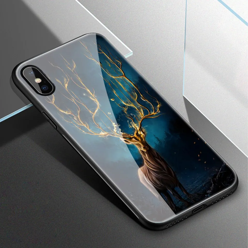 Luxury Tempered Glass Case For iPhone XS Max XR X Coque iPhone8 Silicone Pattern iPhonexs Phone Case For iPhone XS 6 6S 7 8 Plus (17)