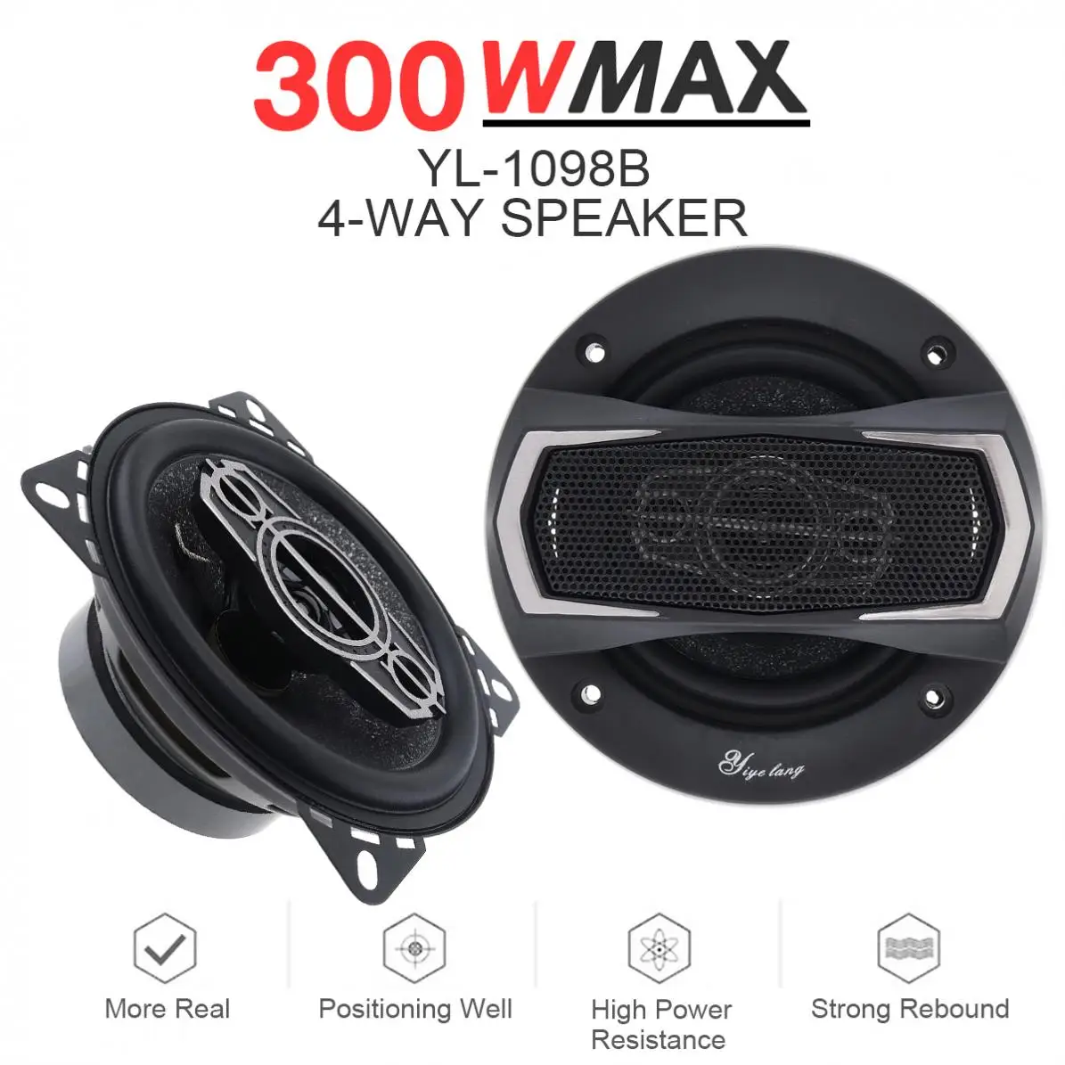 2pcs 4 Inch 12V 300W 4 Way Car Coaxial Auto Music Stereo Full Range Frequency Hifi Speakers Non-destructive Installation
2pcs 4 Inch 12V 300W 4 Way Car Coaxial Auto Music Stereo Full Range Frequency Hifi Speakers Non-destructive Installation