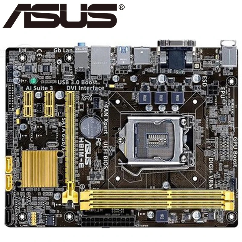 Материнская плата Asus H81M-E H81 разъем LGA 1150 i3 i5 i7 DDR3 16 Гб Micro-ATX UEFI BIOS оригинальная б/у