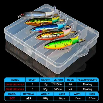 5PC Whopper Plopper Fishing Lure Set 15G 36G Topwater Popper Bait Rotating Tail Artificial Wobblers Fishing Tackle
5PC Whopper Plopper Fishing Lure Set 15G 36G Topwater Popper Bait Rotating Tail Artificial Wobblers Fishing Tackle