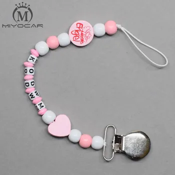 MIYOCAR Personalised Any name pink heart pink white wooden beads iron dummy clip holder pacifier clip soother chain teether clip
MIYOCAR Personalised Any name pink heart pink white wooden beads iron dummy clip holder pacifier clip soother chain teether clip