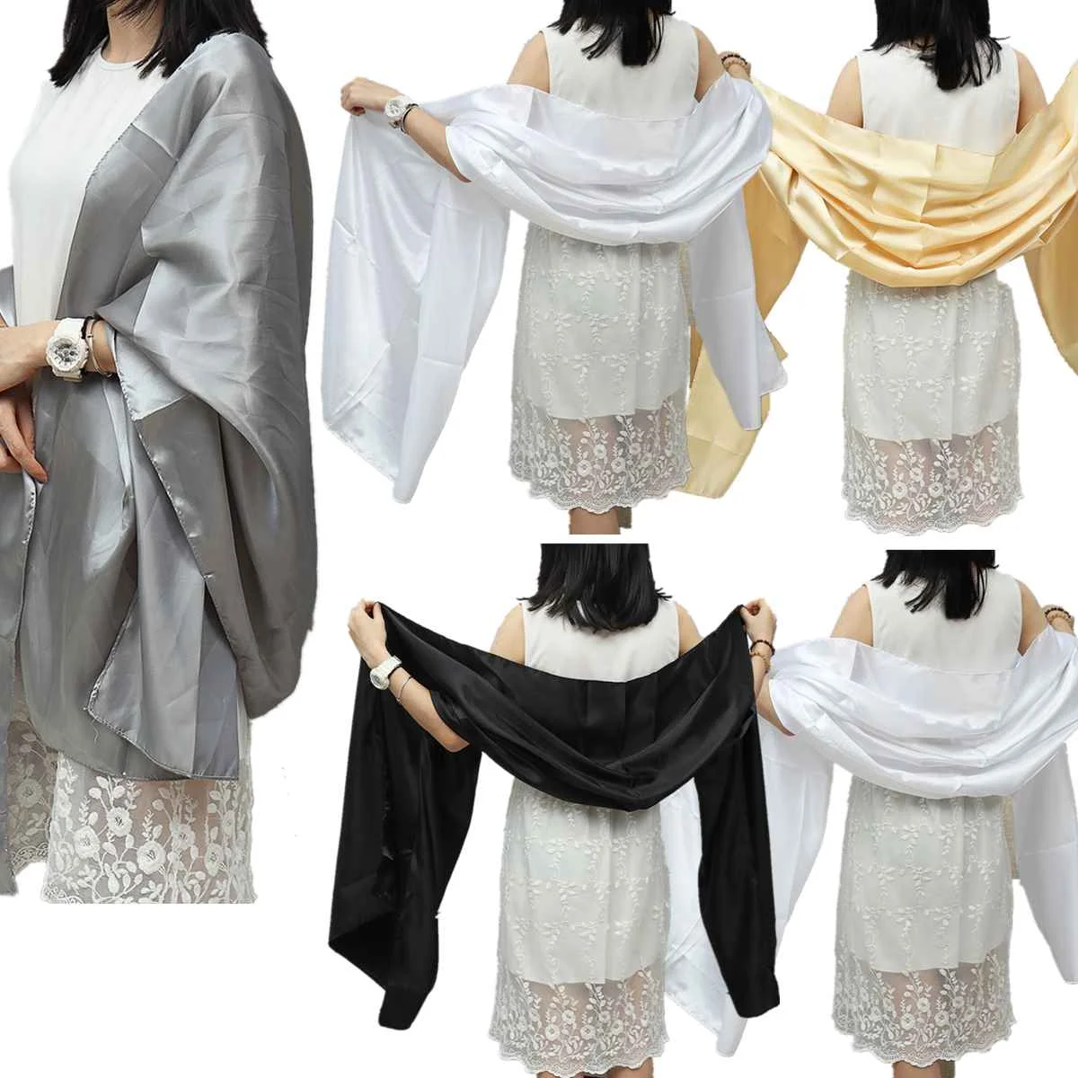 Women Wraps Soft Satin Shawl Bridal Bridesmaid Wedding Dress Scarf Prom Stole Wrap Cover Evening Party Dress Long Scarf Wraps
Women Wraps Soft Satin Shawl Bridal Bridesmaid Wedding Dress Scarf Prom Stole Wrap Cover Evening Party Dress Long Scarf Wraps