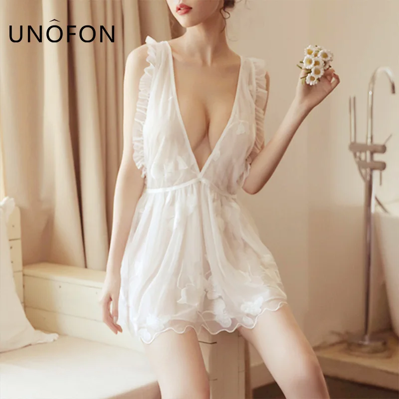 UNOFON Erotic deep V See Through Sexy Lingerie Women Lace Babydoll Dress Sleepwear Underwear Babydolls Sheer Sleepwear Chemises
UNOFON Erotic deep V See Through Sexy Lingerie Women Lace Babydoll Dress Sleepwear Underwear Babydolls Sheer Sleepwear Chemises