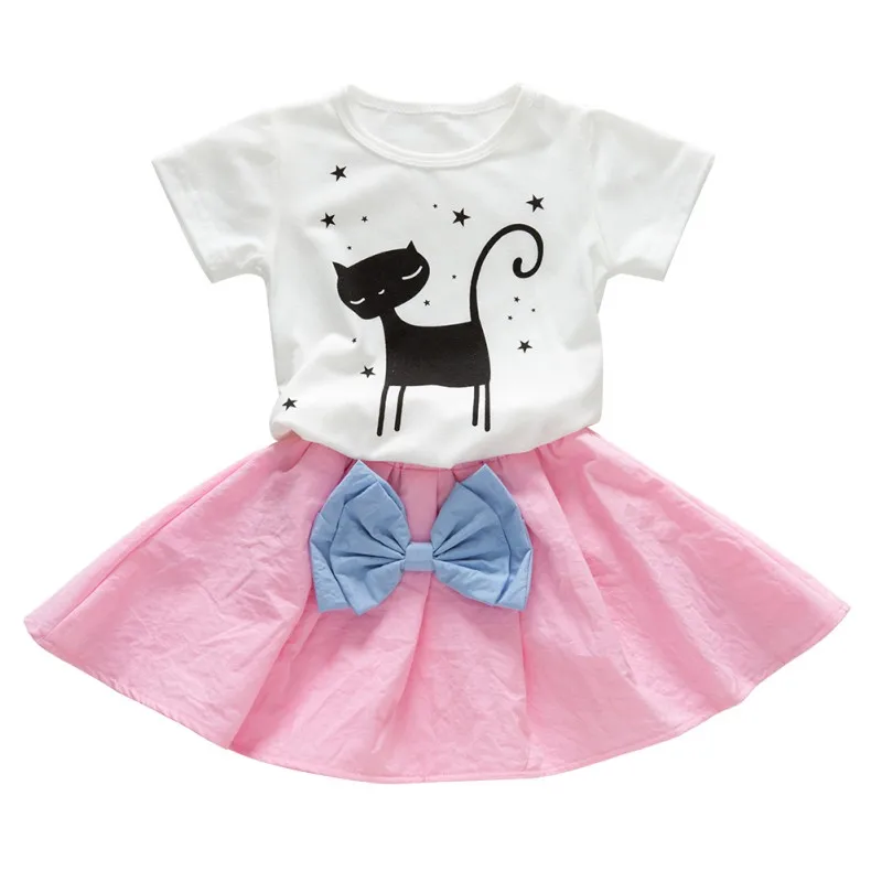 2-7 Years Kids Clothes for Girls Cat T shirt + bow skirt Top Summer Suit Korean Style Children's Clothing Sets Baby Toddler Set
2-7 Years Kids Clothes for Girls Cat T shirt + bow skirt Top Summer Suit Korean Style Children's Clothing Sets Baby Toddler Set