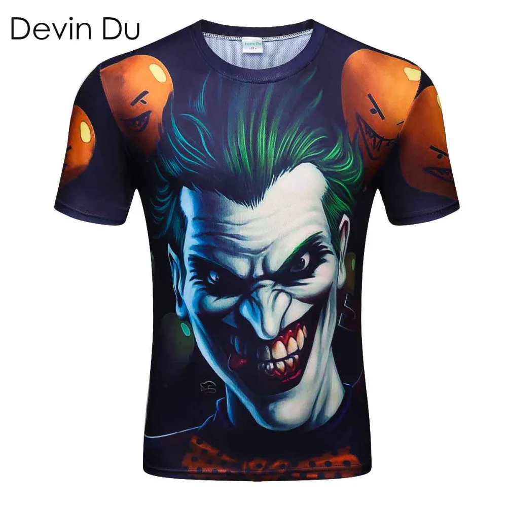 Новый стиль Мужская футболка 3d принт клоун-зомби футболки покер Аниме хип-хоп