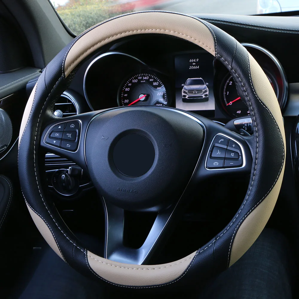 O SHI CAR Universal Steering Wheel Cover Sports Style Artificial Leather Braid Antiskid Auto Steering-wheel Case Protector
O SHI CAR Universal Steering Wheel Cover Sports Style Artificial Leather Braid Antiskid Auto Steering-wheel Case Protector