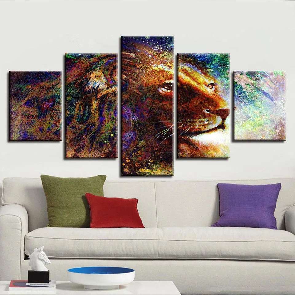 Modular Animal Canvas Pictures Art 5 Pieces HD Printed Abstract Color Lion Painting Framework Decor For Living Room Wall Poster
Modular Animal Canvas Pictures Art 5 Pieces HD Printed Abstract Color Lion Painting Framework Decor For Living Room Wall Poster
