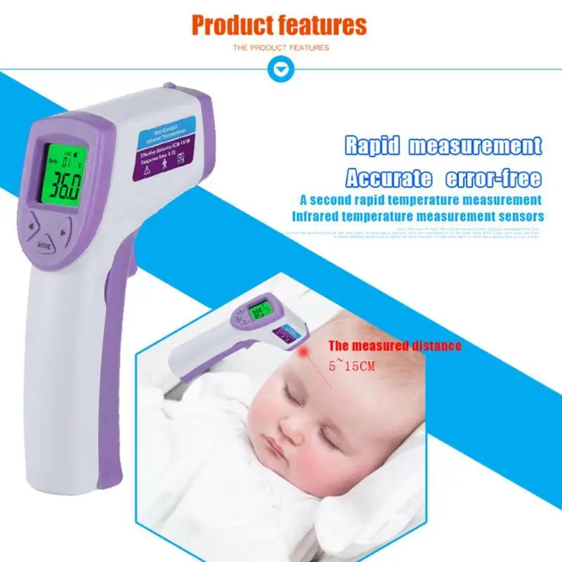 

New 2018 Digital Thermometer Diagnostic-tool For Baby Non Contact Infared Thermometer Body Temperature Measure 3-Color Backlight