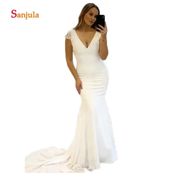 Deep V Neck Mermaid Wedding Dresses Lace Cap Sleeve Ivory Simple Long Bride Wedding Gowns Open Back Bridal Wedding Wear D807
Deep V Neck Mermaid Wedding Dresses Lace Cap Sleeve Ivory Simple Long Bride Wedding Gowns Open Back Bridal Wedding Wear D807