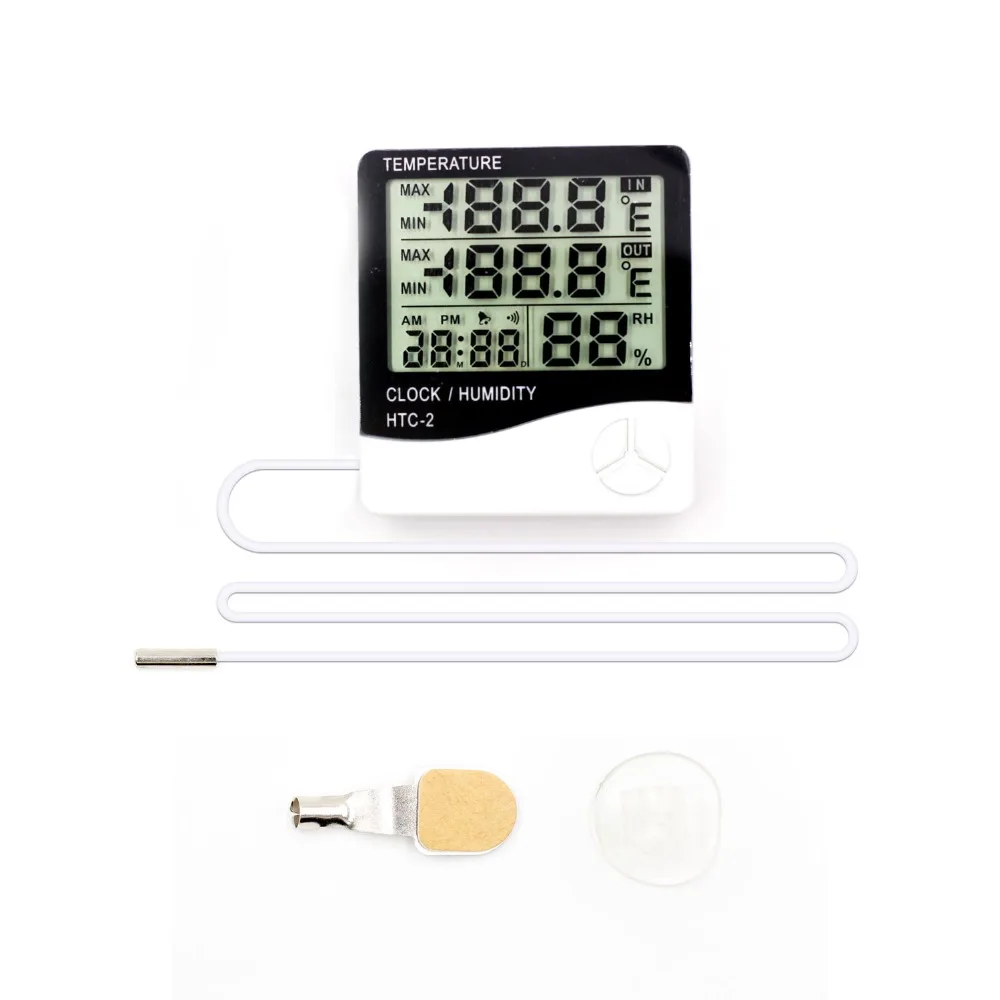 HTC-2 Weather Station Digital LCD Indoor/Outdoor Room Hygrometer Thermometer Clock Temperature Humidity Meter with sensor
HTC-2 Weather Station Digital LCD Indoor/Outdoor Room Hygrometer Thermometer Clock Temperature Humidity Meter with sensor