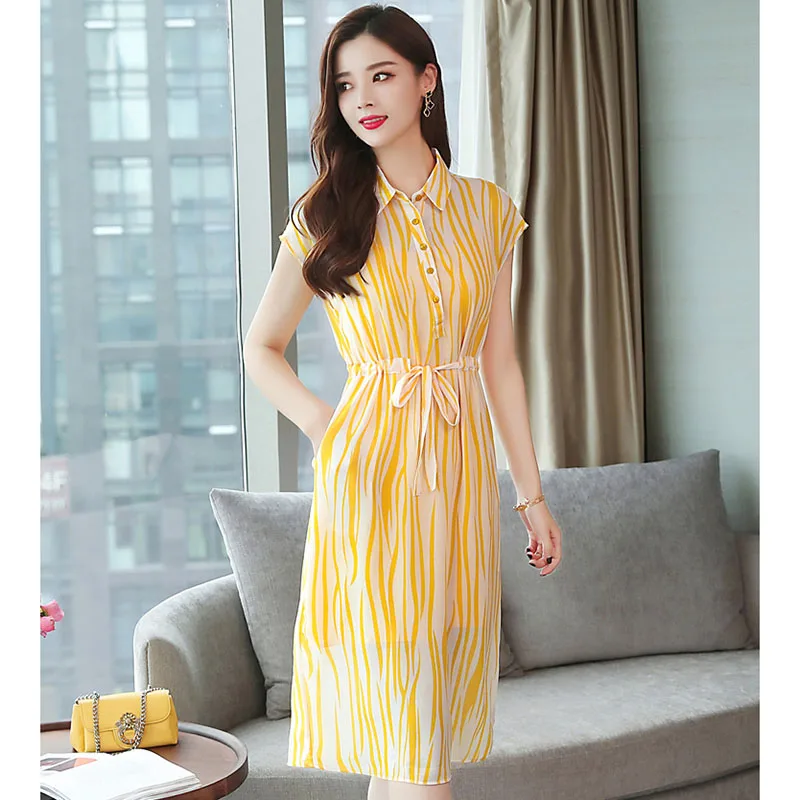 Summer Vintage Plus Size Striped Chiffon Sundress 2019 Korean Boho Beach Midi Dress Elegant Women Short Sleeve Yellow Vestidos
Summer Vintage Plus Size Striped Chiffon Sundress 2019 Korean Boho Beach Midi Dress Elegant Women Short Sleeve Yellow Vestidos