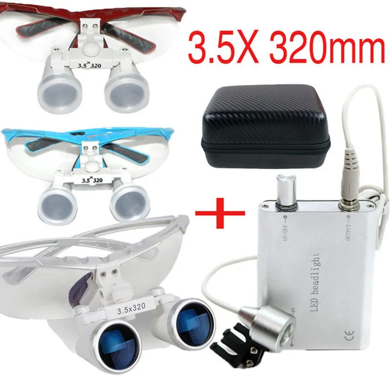 3.5X 320mm Head Wearing Dental Loupe Ultralight Binocular Magnifier Loupe+Portable LED Head Light Lamp+Black Bag
3.5X 320mm Head Wearing Dental Loupe Ultralight Binocular Magnifier Loupe+Portable LED Head Light Lamp+Black Bag