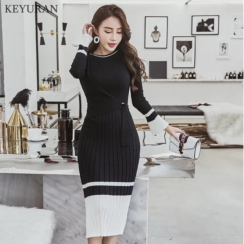 2019 Women Autumn Winter Fashion Sweater Knitted Dresses Slim Elastic O-neck Long Sleeve Sexy Lady Bodycon Robe Dresses Vestidos
2019 Women Autumn Winter Fashion Sweater Knitted Dresses Slim Elastic O-neck Long Sleeve Sexy Lady Bodycon Robe Dresses Vestidos