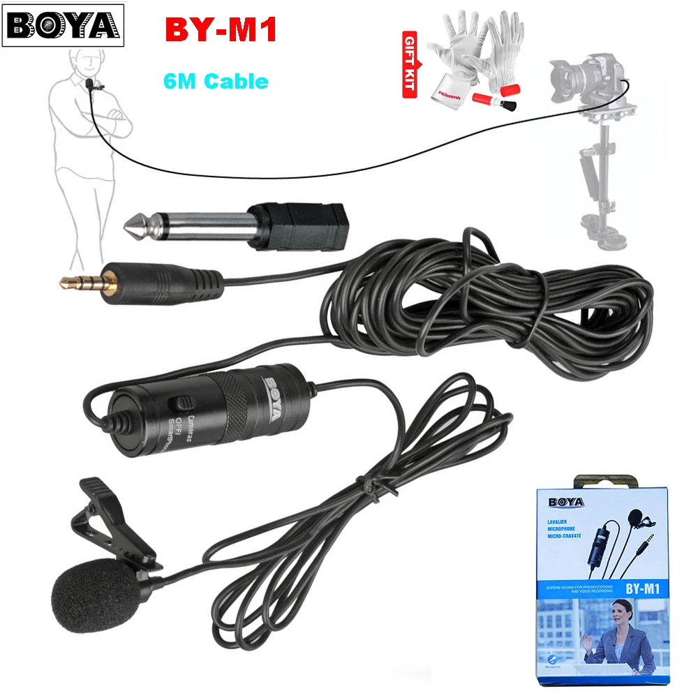 Всенаправленный конденсаторный микрофон BOYA BY M1 Lavalier для стерео DSLR Canon Nikon iPhone