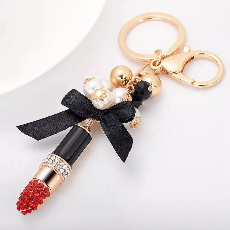 New Fashion Crystal Lipstick Keychain Rhinestone Alloy Pearl Bow Car Key Rings Female Bags Pendant Accessories Key chains
New Fashion Crystal Lipstick Keychain Rhinestone Alloy Pearl Bow Car Key Rings Female Bags Pendant Accessories Key chains
