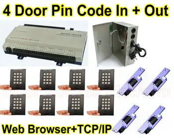 4 Door Password+Card Reader's Controller Panel, Entry to door by Pin code and Exit to door by Pin code, Web 4 Door IP Controller
4 Door Password+Card Reader's Controller Panel, Entry to door by Pin code and Exit to door by Pin code, Web 4 Door IP Controller