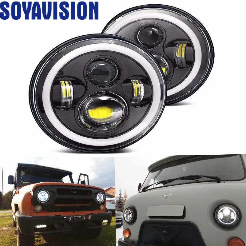 2pcs 7" LED Headlight with Halo Daytime Running Light For Jeep JK VAZ 2121 Lada Niva 4x4 7" LED Headlamps with Amber Turn Signal
2pcs 7" LED Headlight with Halo Daytime Running Light For Jeep JK VAZ 2121 Lada Niva 4x4 7" LED Headlamps with Amber Turn Signal