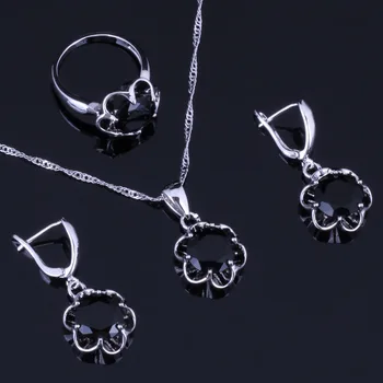 Romantic Round Black Cubic Zirconia Silver Plated Jewelry Sets Earrings Pendant Chain Ring V0982
Romantic Round Black Cubic Zirconia Silver Plated Jewelry Sets Earrings Pendant Chain Ring V0982