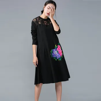 National wind hand painted elegant dress Autumn Women loose fit lace patchwork Cotton Dress comfortable vestidos plus size 5XL
National wind hand painted elegant dress Autumn Women loose fit lace patchwork Cotton Dress comfortable vestidos plus size 5XL